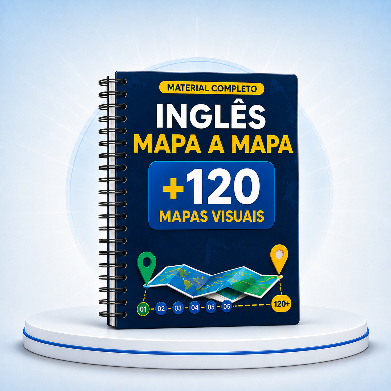 Mockup do Plano Básico Inglês Mapa a Mapa com +120 mapas visuais